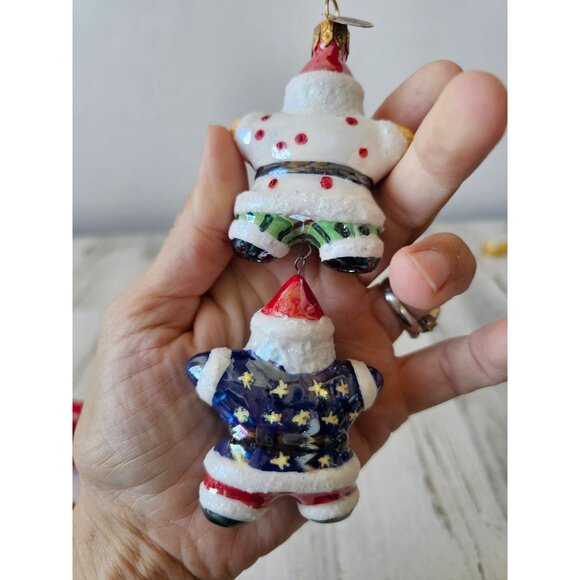 Vintage radko Santa totem American star ornaments double dangling glass tree - Picture 6 of 8